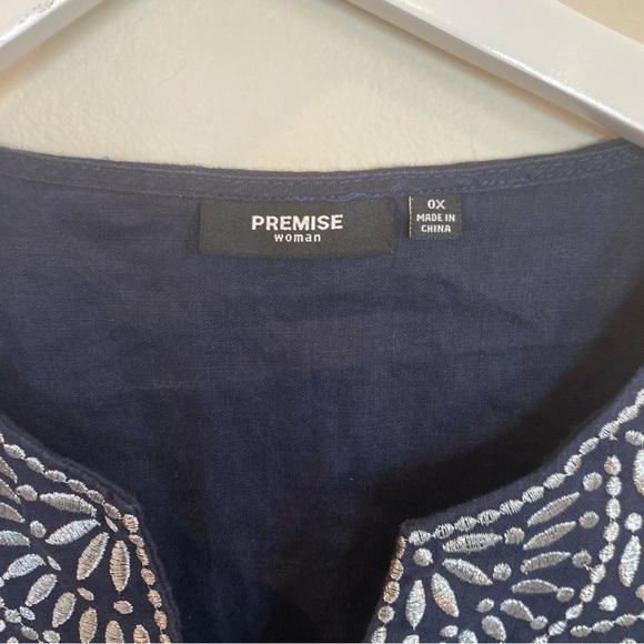 Premise Woman 100% Linen Tank Navy Blue Womens Size 0X - Picture 4 of 6